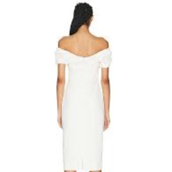 A.L.C Nora white off shoulder linen blend sheath midi dress size 0 - Picture 7 of 9